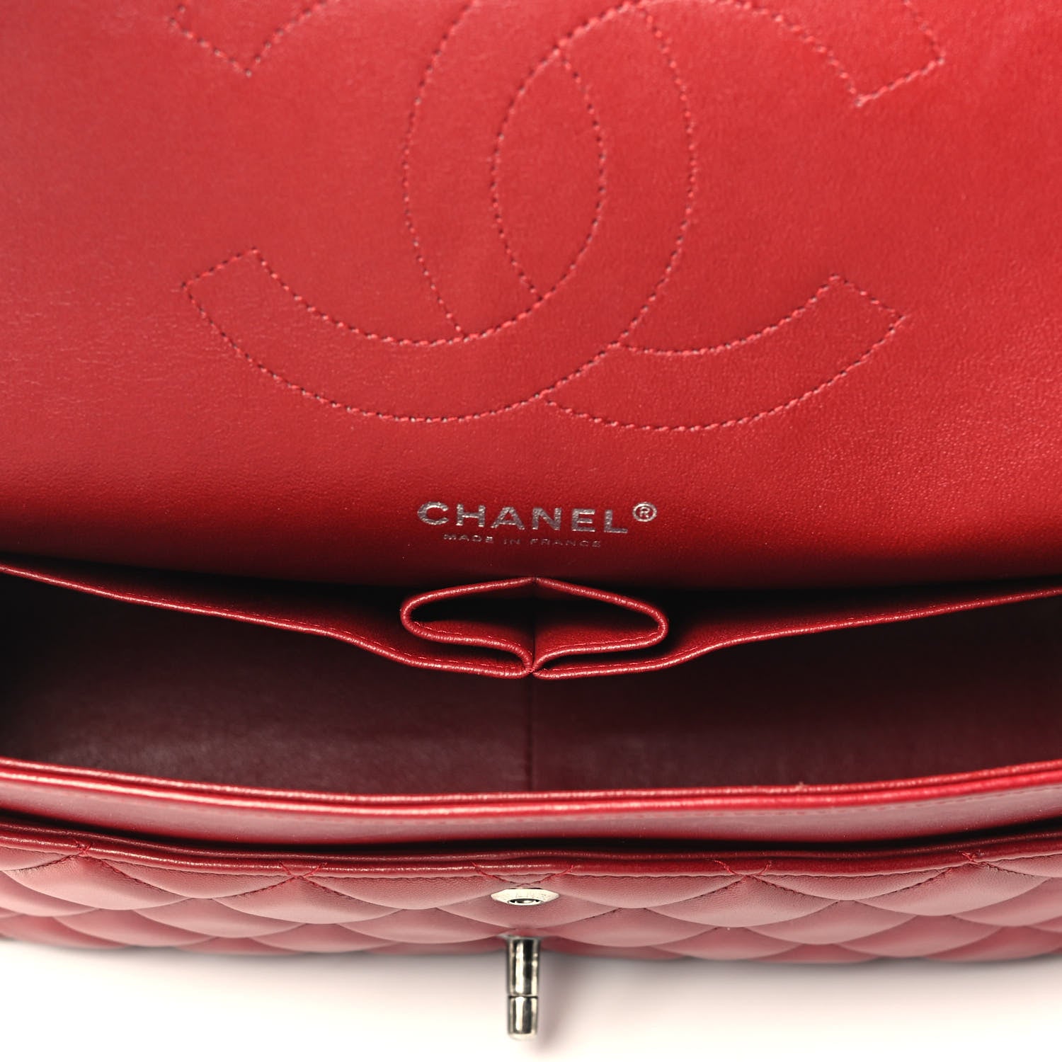 Chanel Lambskin Quilted Jumbo Double Flap Red 4 of 4