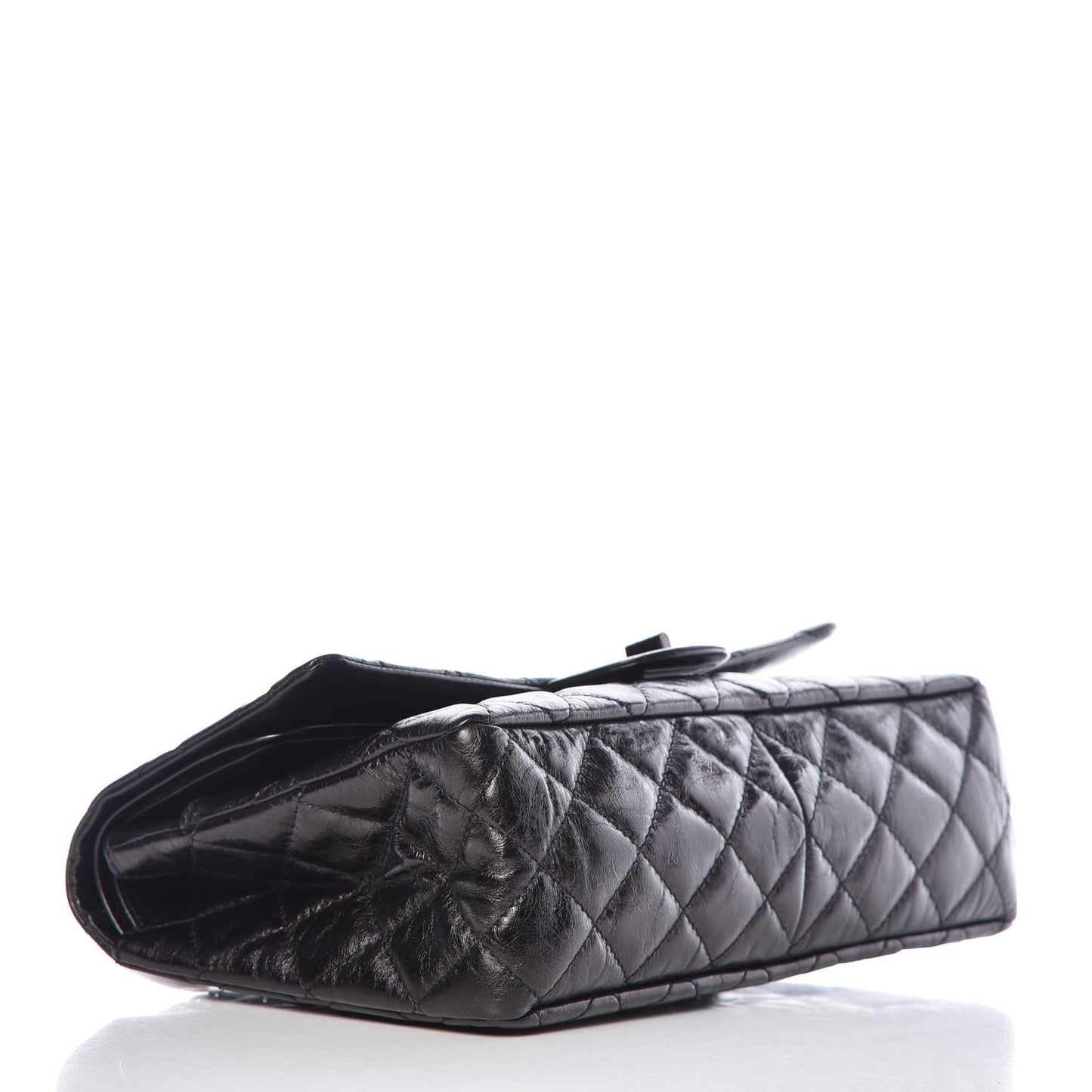 Glazed Aged Calfskin Quilted 2.55 Reissue 227 Flap So Black
