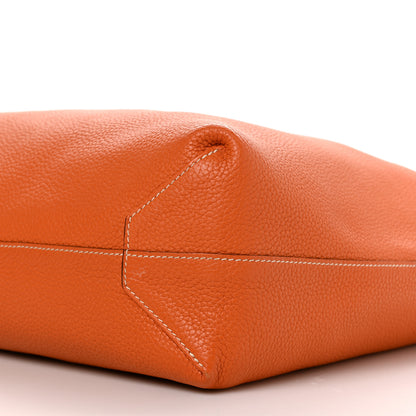 Hermes Taurillon Clemence Double Sens 45 Reversible Tote Orange Gold 13 of 17
