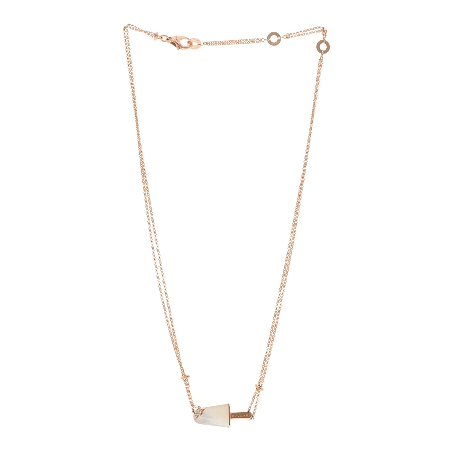 18K Rose Gold Diamond Mother of Pearl Gelati Necklace