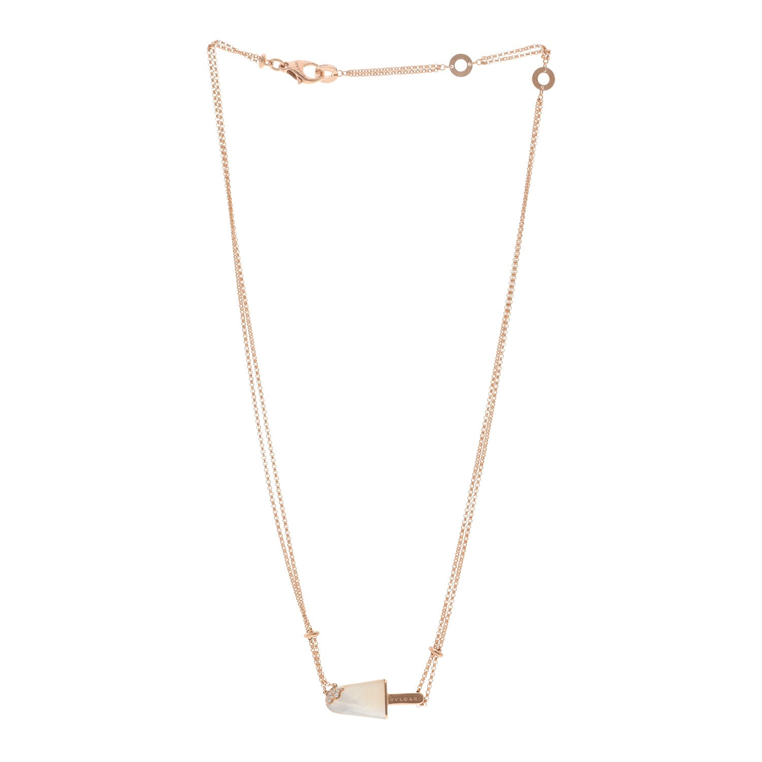 Bulgari 18K Rose Gold Diamond Mother of Pearl Gelati Necklace 3 of 4