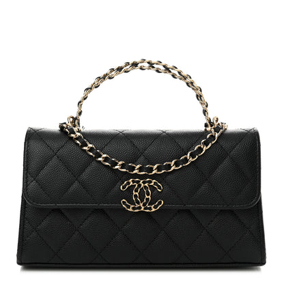 Chanel Caviar Quilted Chain Match Top Handle Phone Holder With Chain Black 1 of 15