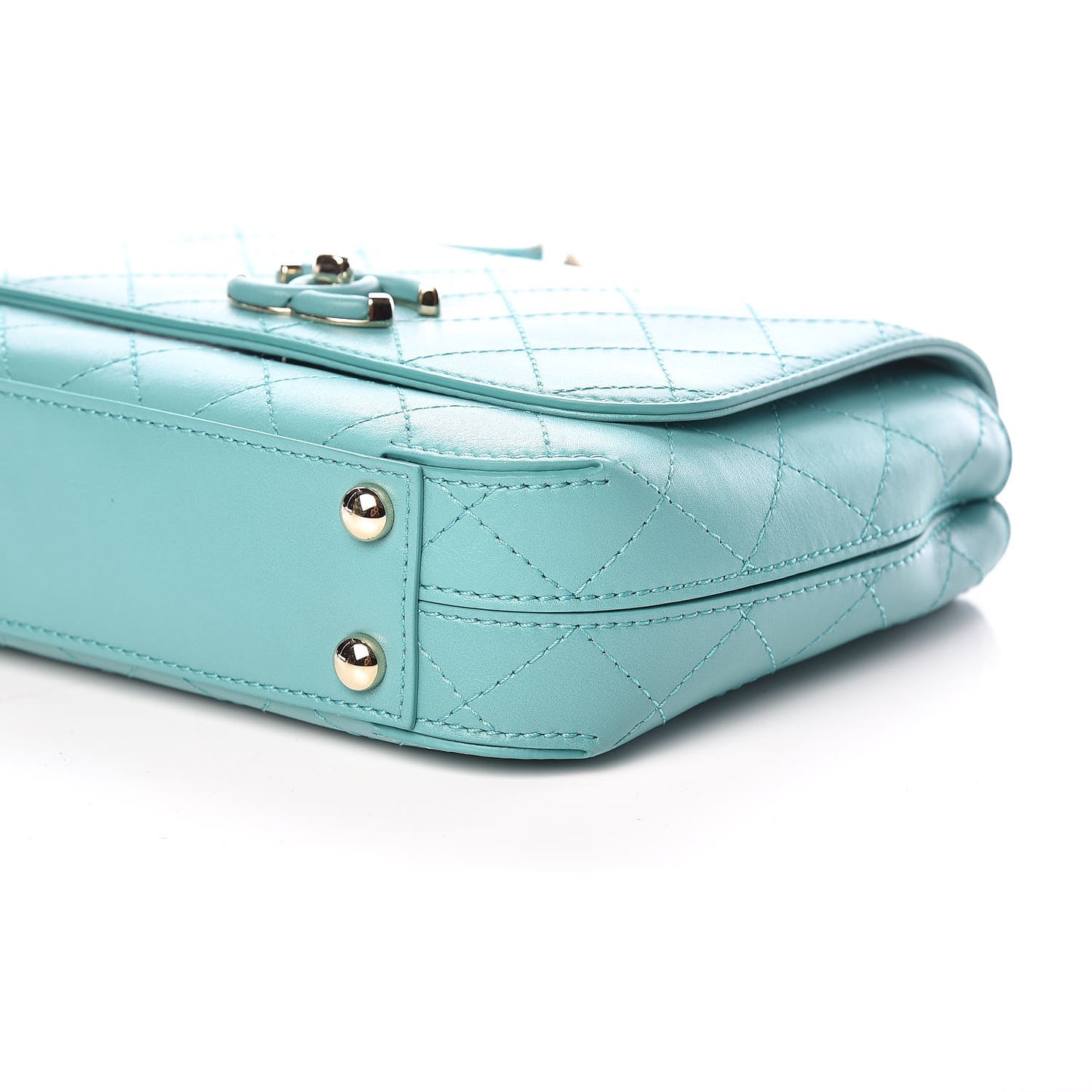Calfskin Stitched Small Covered CC Flap Bag Green