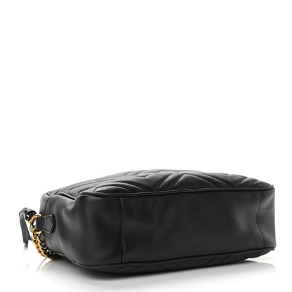 Gucci Calfskin Matelasse Medium GG Marmont Chain Shoulder Bag Black 4 of 12