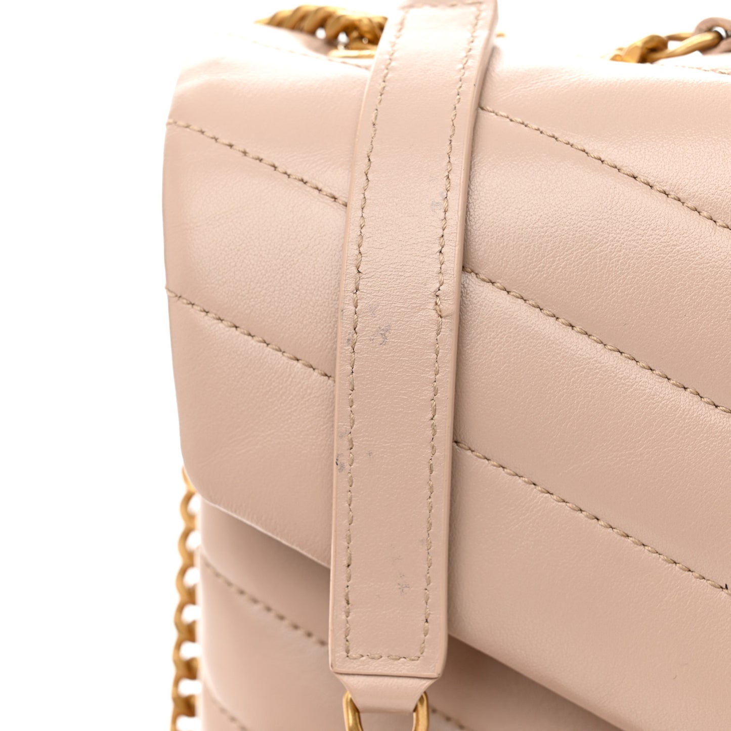 Calfskin Y Quilted Monogram Medium Loulou Chain Satchel Light Natural