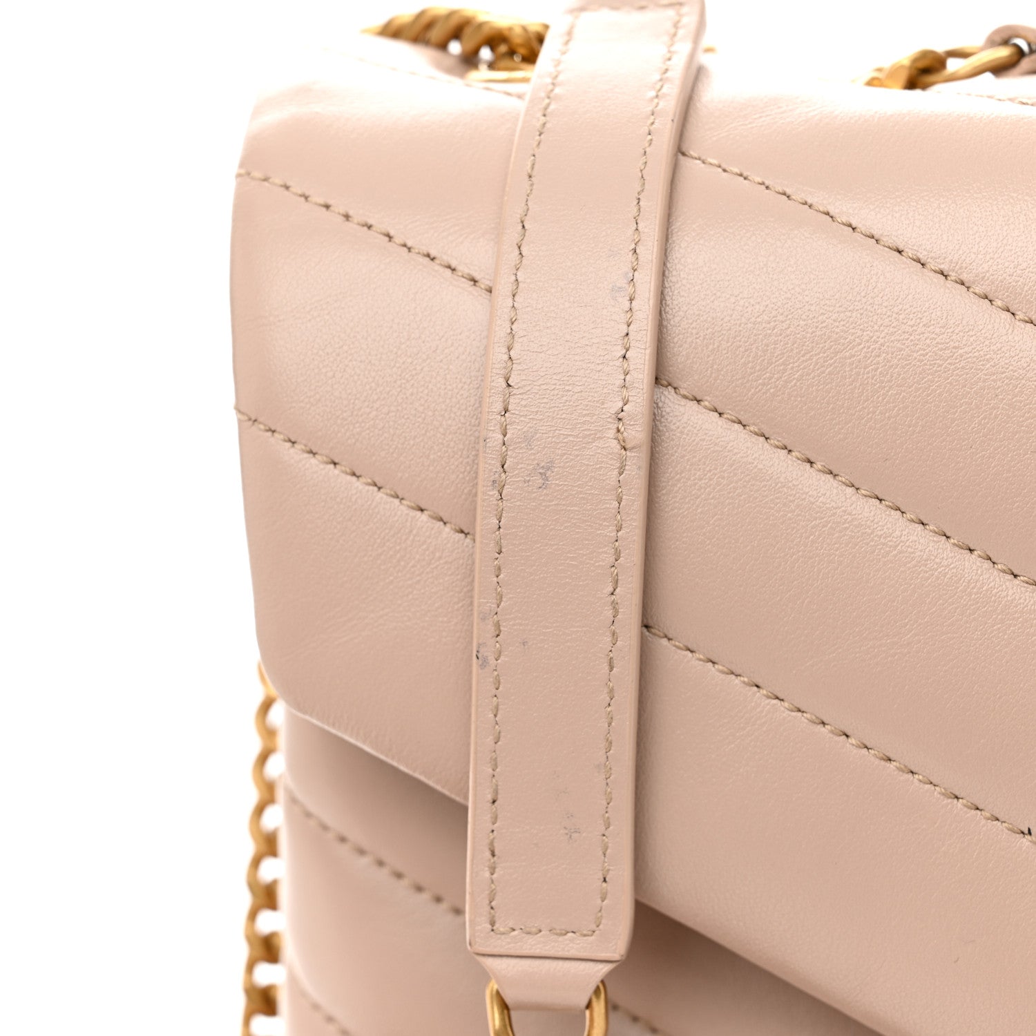 Saint Laurent Calfskin Y Quilted Monogram Medium Loulou Chain Satchel Light Natural 14 of 14