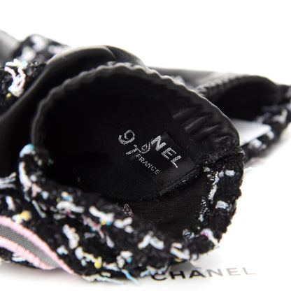 Chanel Fantasy Tweed CC Fingerless Gloves 8 Black White Pink 4 of 5
