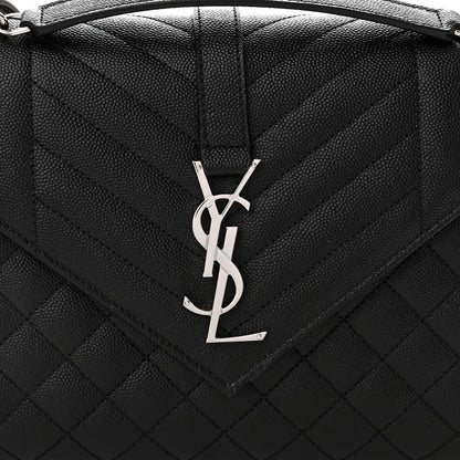 Saint Laurent Grain De Poudre Textured Mixed Matelasse Triquilt Medium Monogram Satchel Black 7 of 9