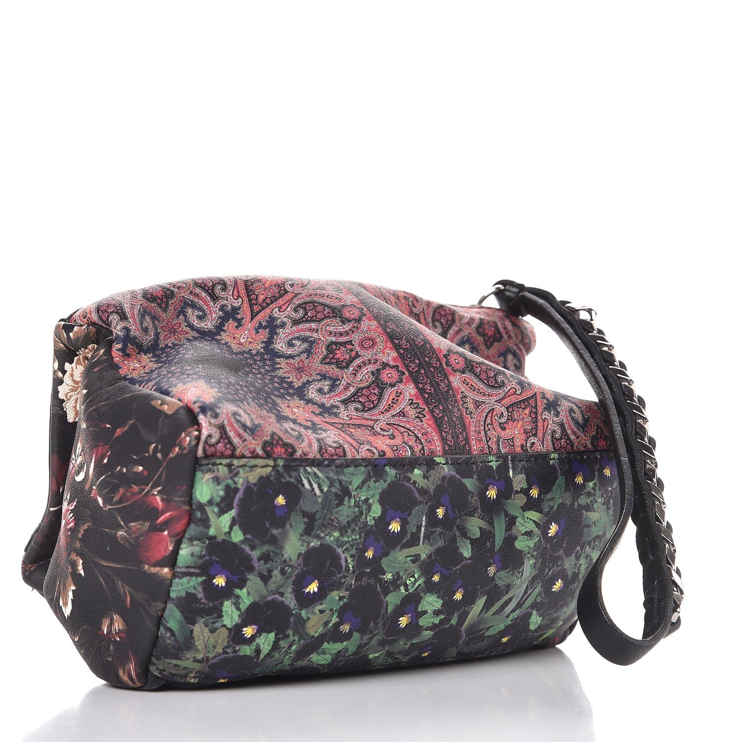 Givenchy Rubber Effect Calfskin Floral Print Pandora Wristlet Black Multicolor 3 of 7