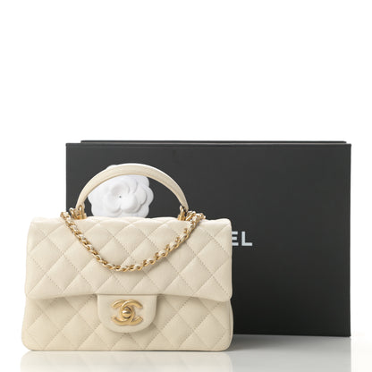 Chanel Caviar Quilted Mini Top Handle Rectangular Flap Beige 11 of 11