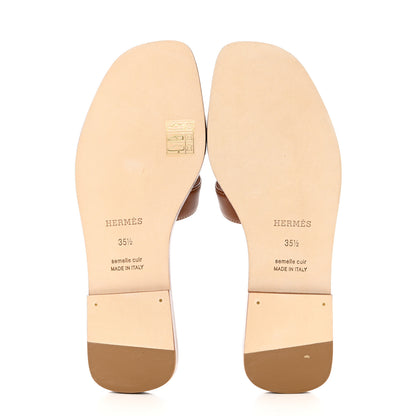 Hermes Box Calfskin Oran Sandals 35.5 Gold 5 of 9