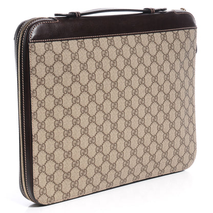 Gucci GG Plus Monogram Selleria Calfskin Document Portfolio Case Beige Ebony Cocoa 3 of 7