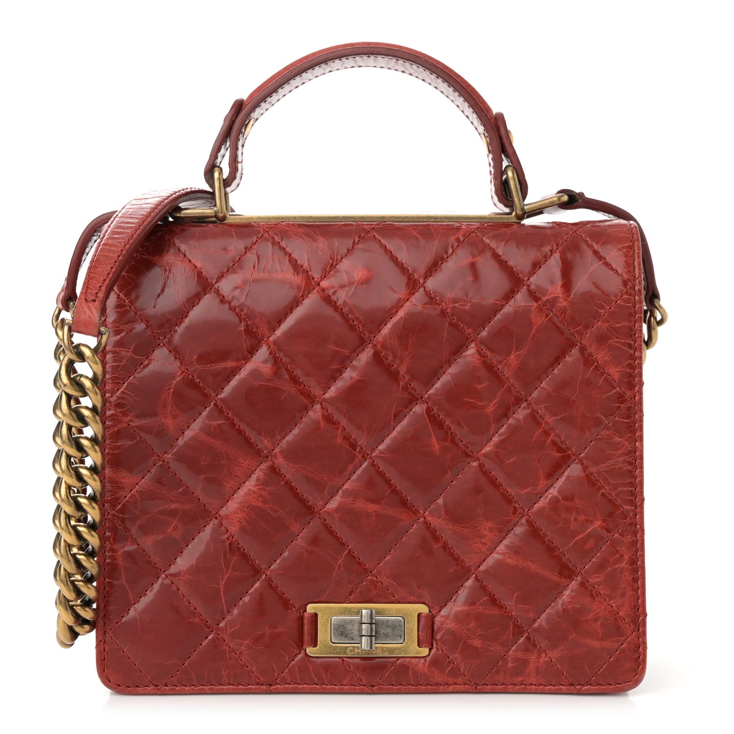 Chanel Glazed Calfskin Quilted Rita Top Handle Flap Red 1 of 15