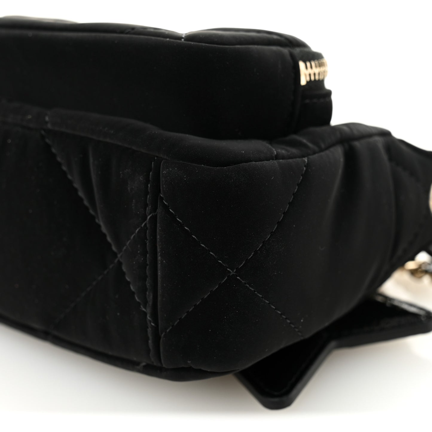 Velvet Effect Nylon Shiny Crumpled Calfskin Mini Quilted Chanel 25 Clutch With Chain Black