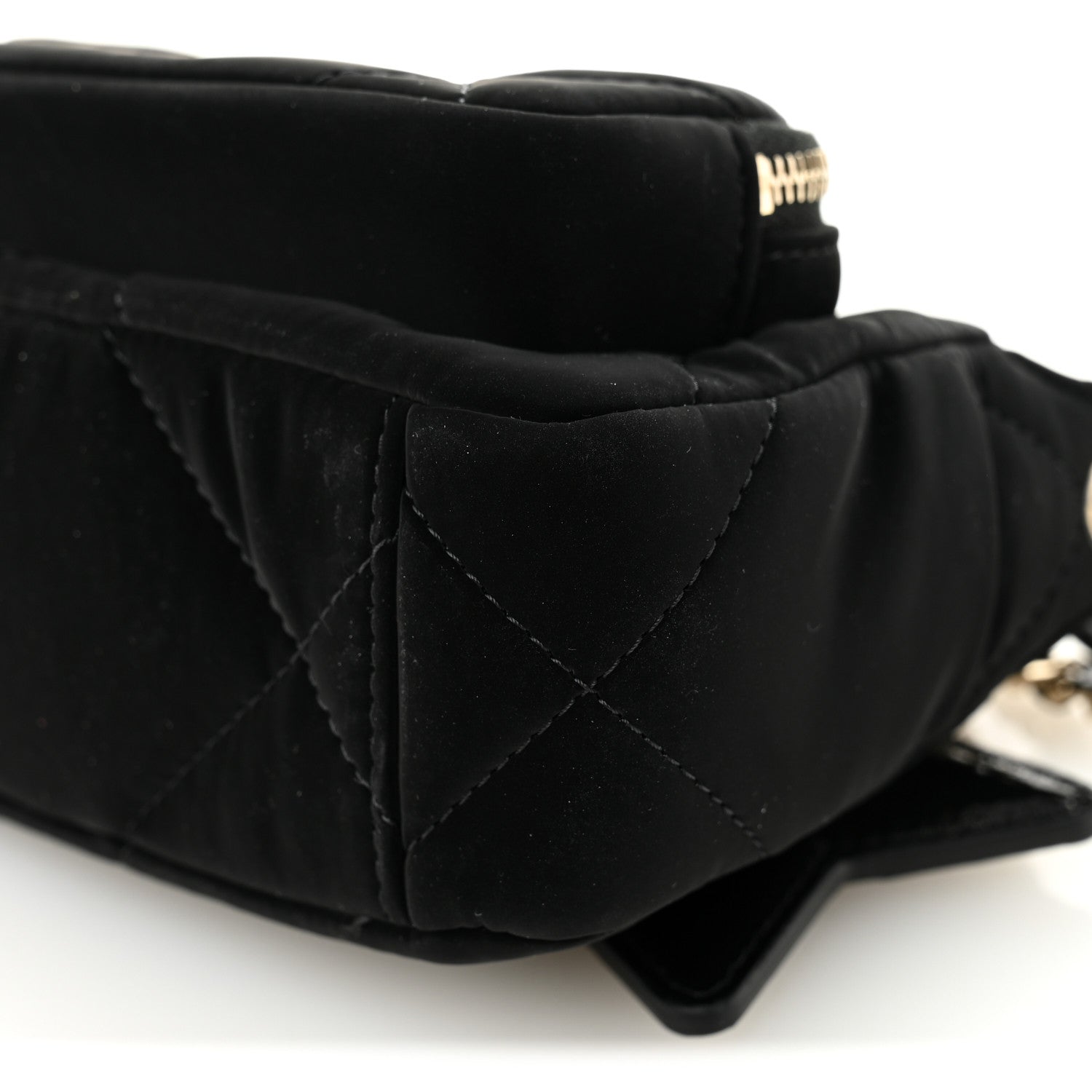 Chanel Velvet Effect Nylon Shiny Crumpled Calfskin Mini Quilted Chanel 25 Clutch With Chain Black 11 of 11