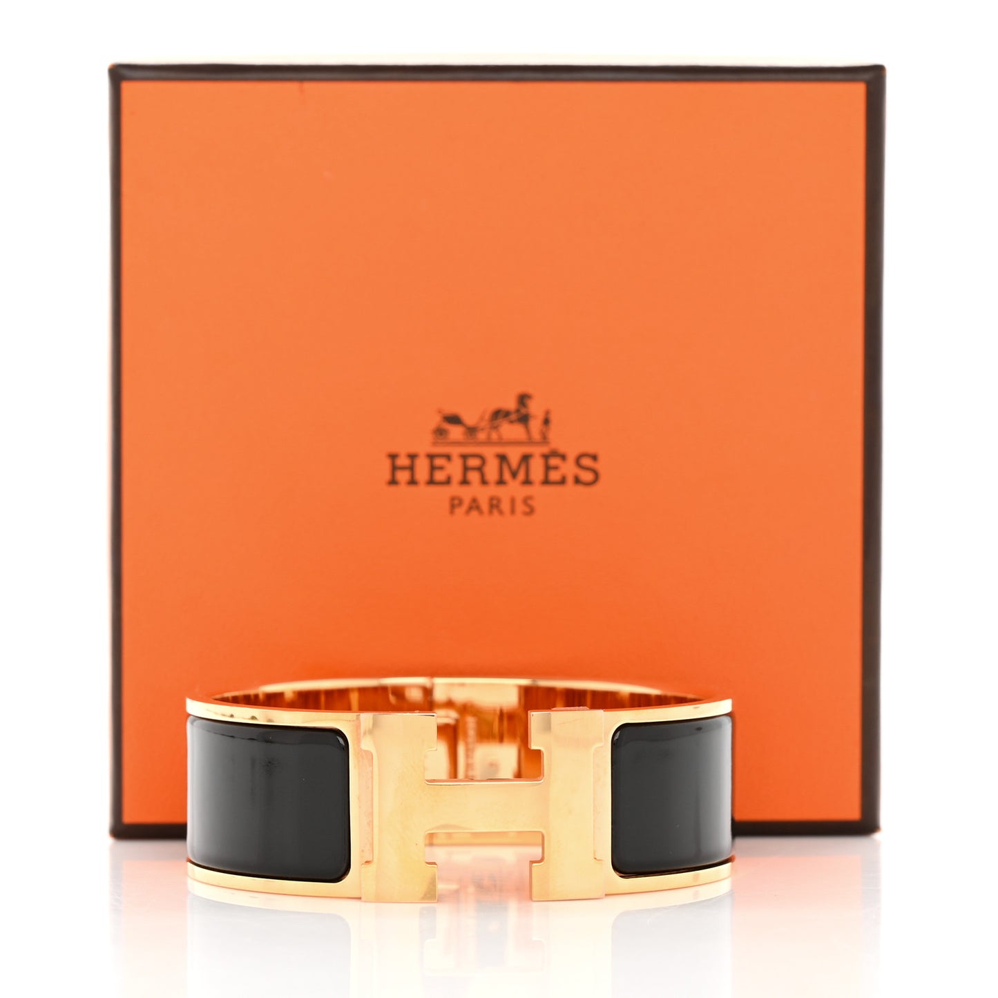 Enamel Wide Clic Clac H Bracelet PM Black