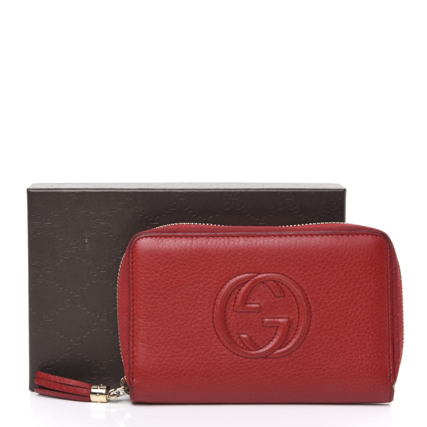 Pebbled Calfskin Medium Soho Zip Around Wallet Red