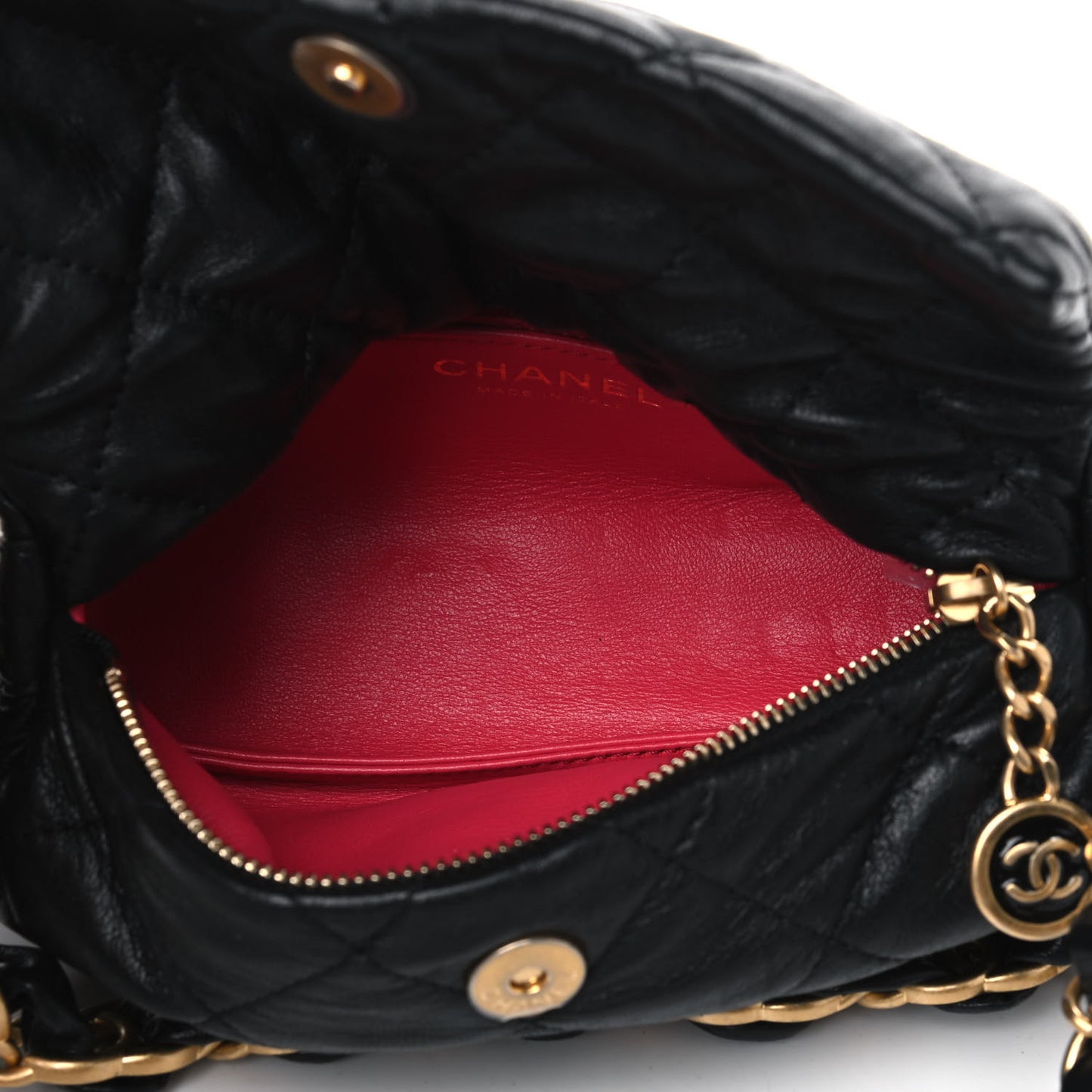 Crumpled Lambskin Quilted Small CC Links Shoulder Bag Black