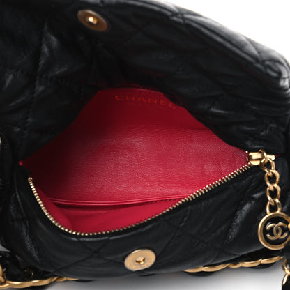 Chanel Crumpled Lambskin Quilted Small CC Links Shoulder Bag Black 4 of 5