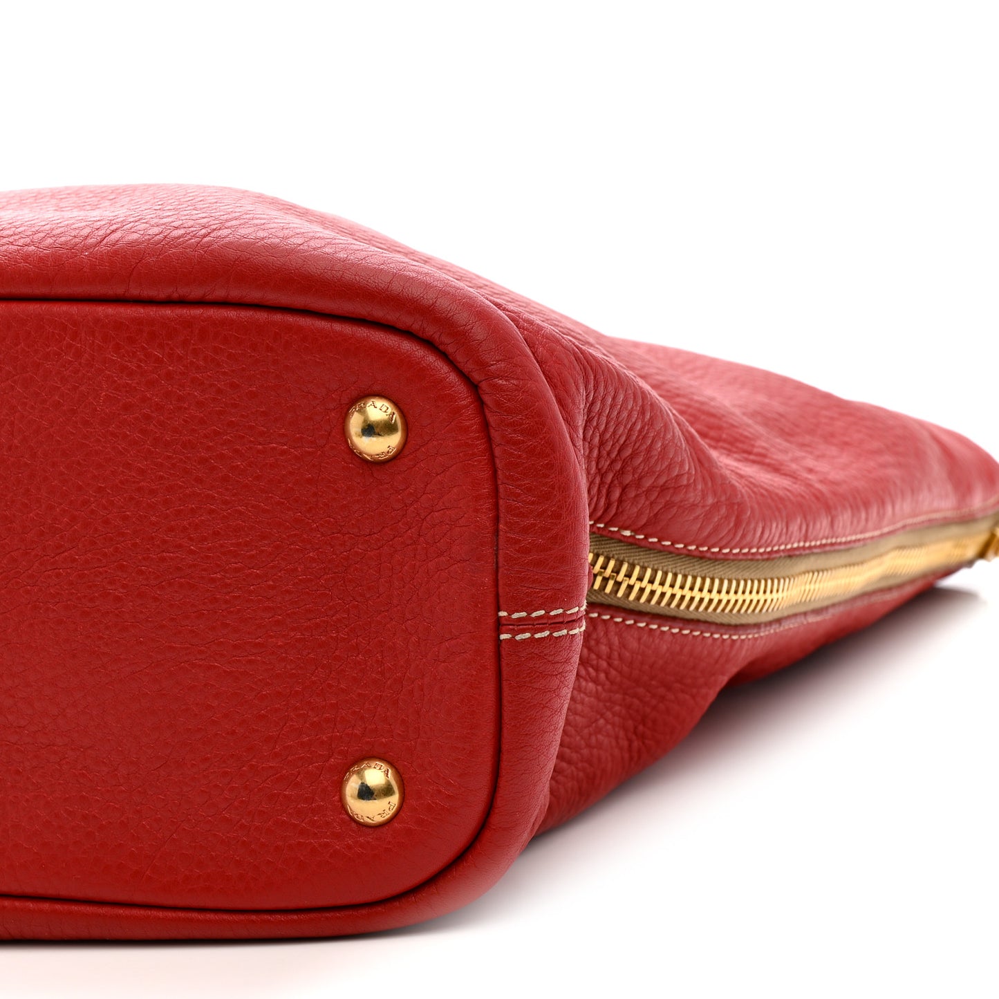 Vitello Daino Side Zip Shopper Tote Fuoco