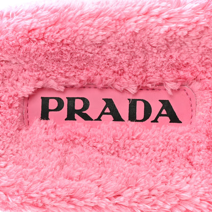Prada Terry Cloth Logo Lug Sole 20mm Slide Sandals 37 Petalo Black 7 of 8