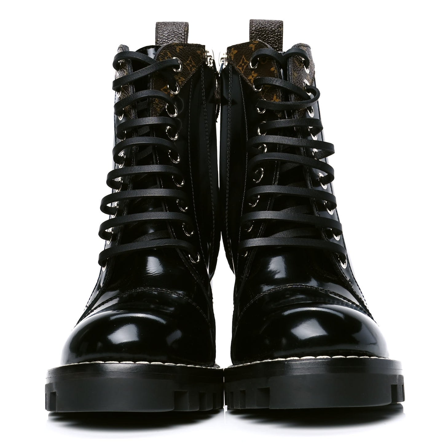 Patent Calfskin Monogram Star Trail Ankle Boots 35 Black
