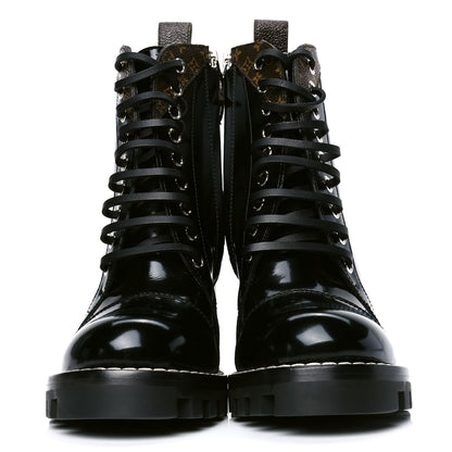 Louis Vuitton Patent Calfskin Monogram Star Trail Ankle Boots 35 Black 2 of 5