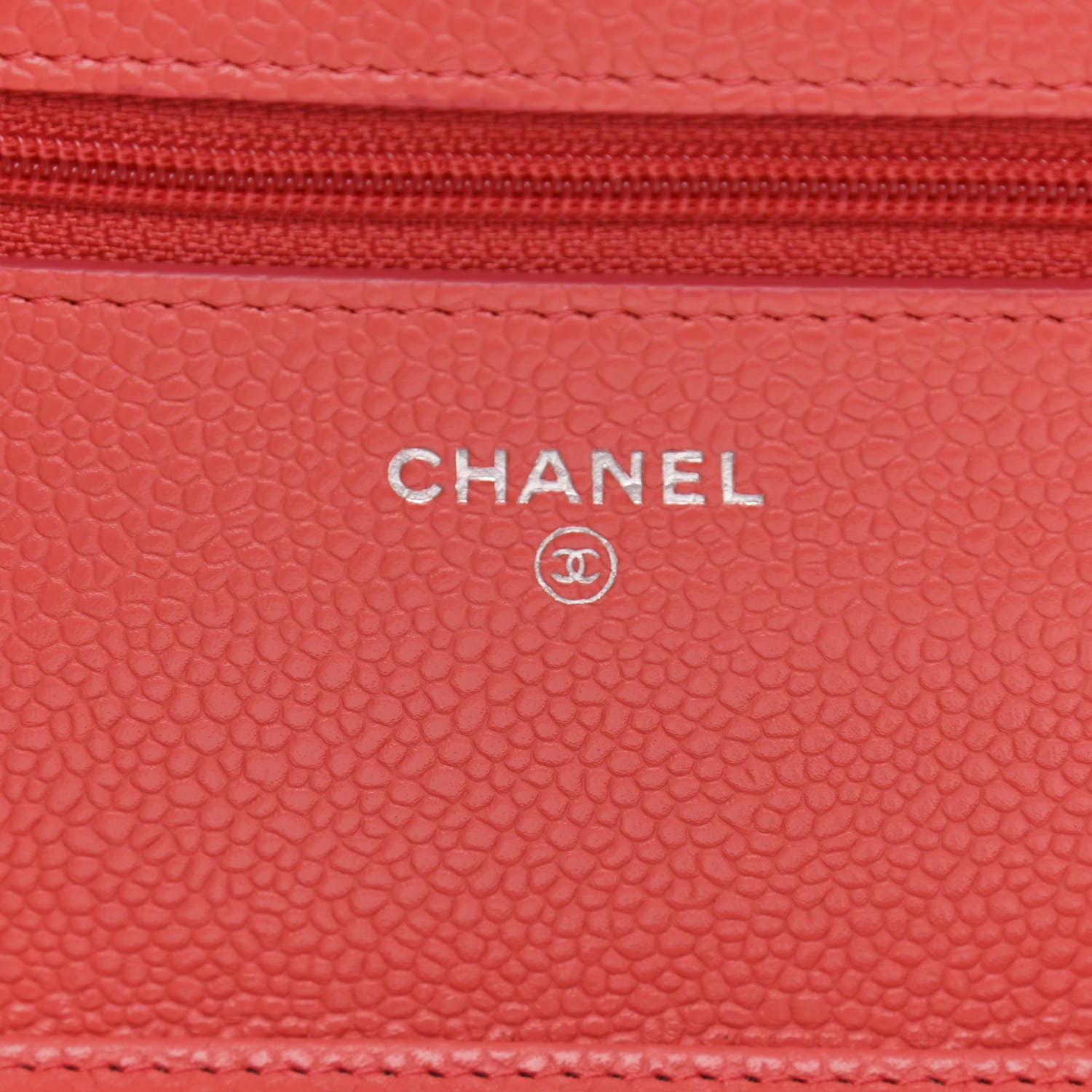 Chanel Caviar Chevron Quilted Wallet On Chain WOC Coral 6 of 11