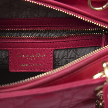 Christian Dior Lambskin Cannage Medium Lady Dior Fuchsia 9 of 12