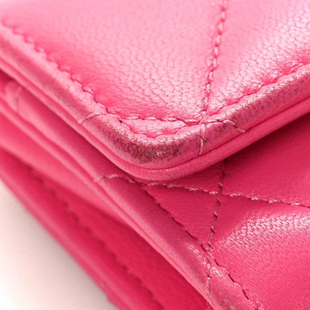Chanel Lambskin Quilted Chanel 19 Flap Card Holder Dark Pink 9 of 11