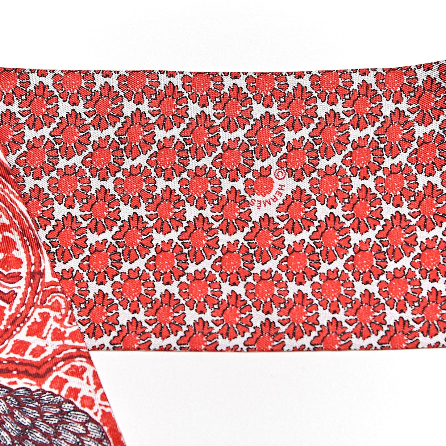 Silk Lalbhai Maxi Twilly Slim Rouge Blanc Gris