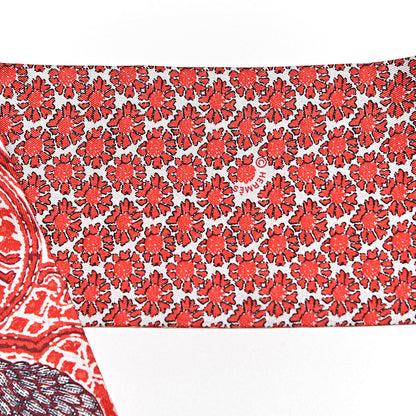 Hermes Silk Lalbhai Maxi Twilly Slim Rouge Blanc Gris 3 of 3