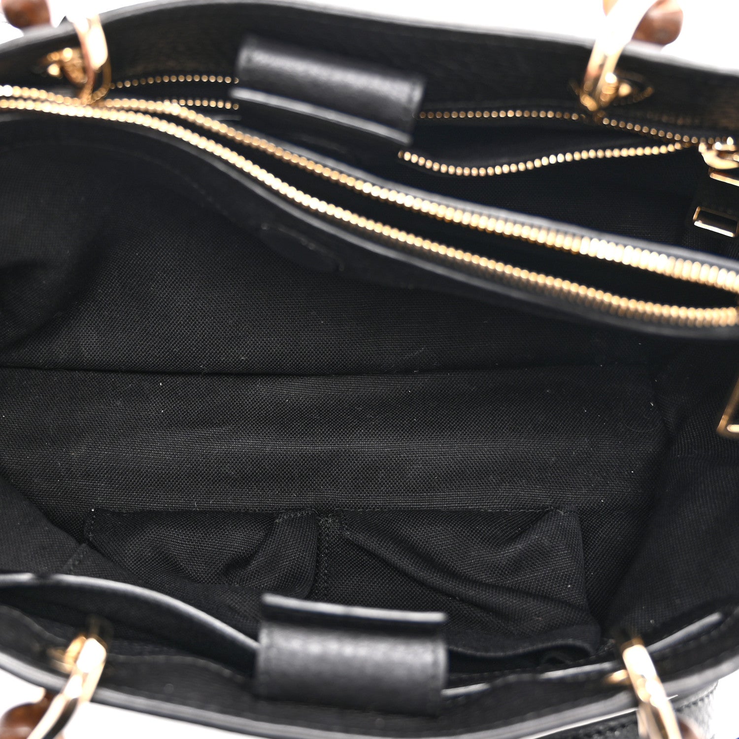 Gucci Pebbled Calfskin Medium Bamboo Shopper Tote Black 7 of 13