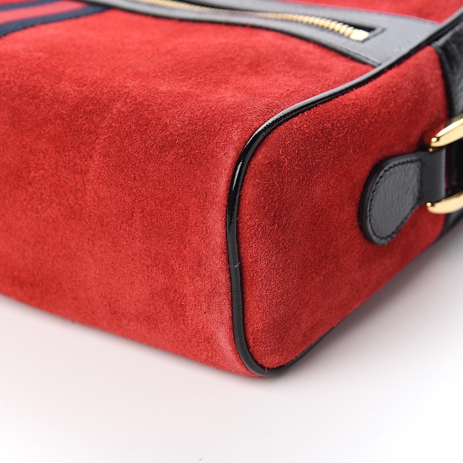 Gucci Suede Patent Web Small Ophidia Shoulder Bag Hibiscus Red Black 8 of 9