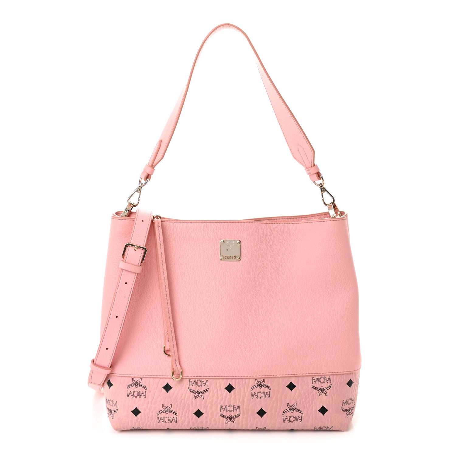 MCM Calfskin Visetos Anni Medium Hobo Bag Soft Pink 1 of 17