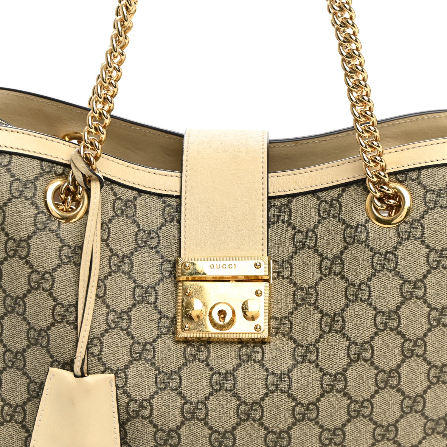 Gucci GG Supreme Monogram Medium Padlock Tote White 9 of 11