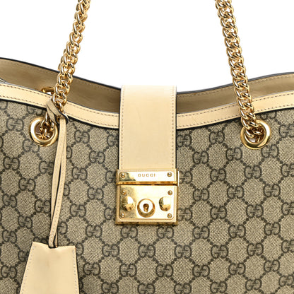 Gucci GG Supreme Monogram Medium Padlock Tote White 9 of 11