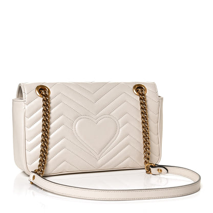 Gucci Calfskin Matelasse Small GG Marmont Shoulder Bag White 3 of 11
