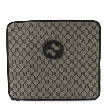 Gucci GG Plus Monogram Medium Interlocking G Laptop Case Dark Brown 1 of 13