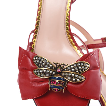 Gucci Nappa Queen Margaret Mid Heel Sandals 39.5 Hibiscus Red 8 of 9