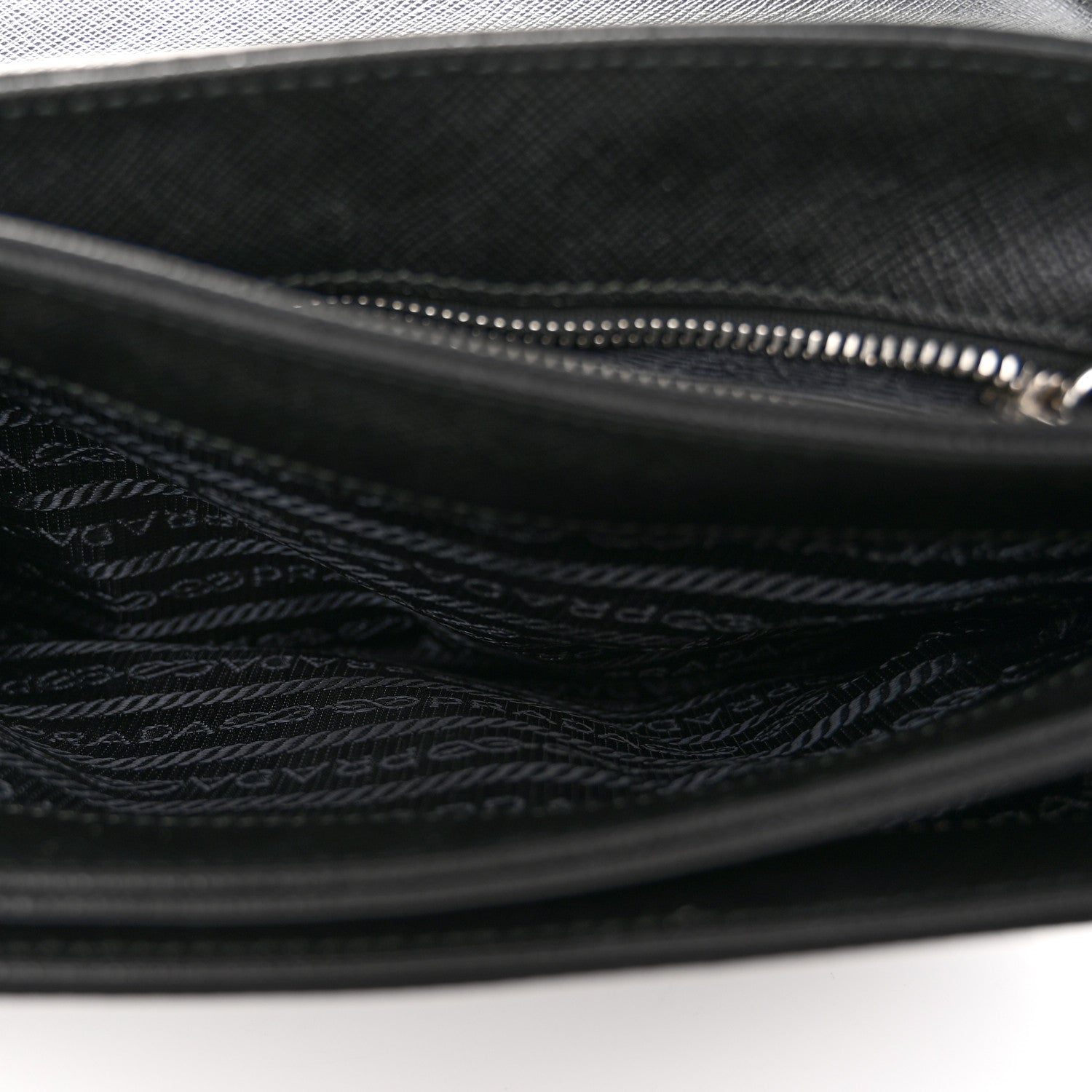 Prada Saffiano Tessuto Nylon Chain Shoulder Bag Black 6 of 13