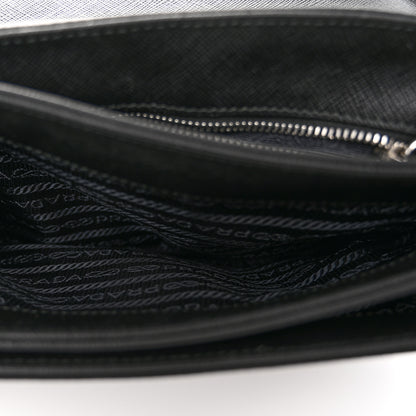 Prada Saffiano Tessuto Nylon Chain Shoulder Bag Black 6 of 13