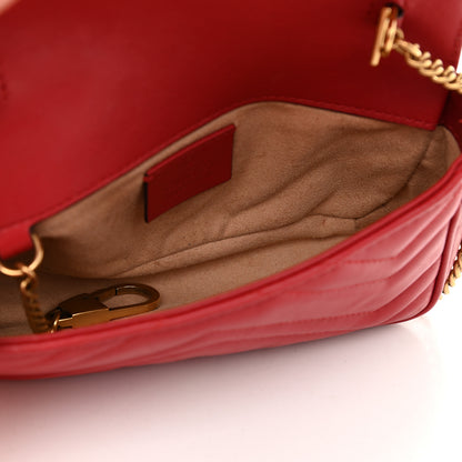 Gucci Calfskin Matelasse Super Mini GG Marmont Shoulder Bag Hibiscus Red 5 of 9