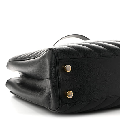 Saint Laurent Grain De Poudre Matelasse Chevron Monogram Shopping Bag Black 11 of 12
