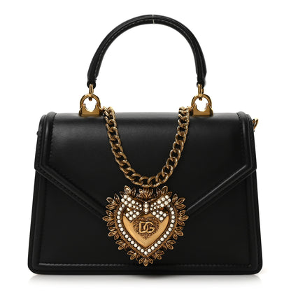 Dolce & Gabbana Smooth Calfskin Small Devotion Envelope Top Handle Bag Black 1 of 9