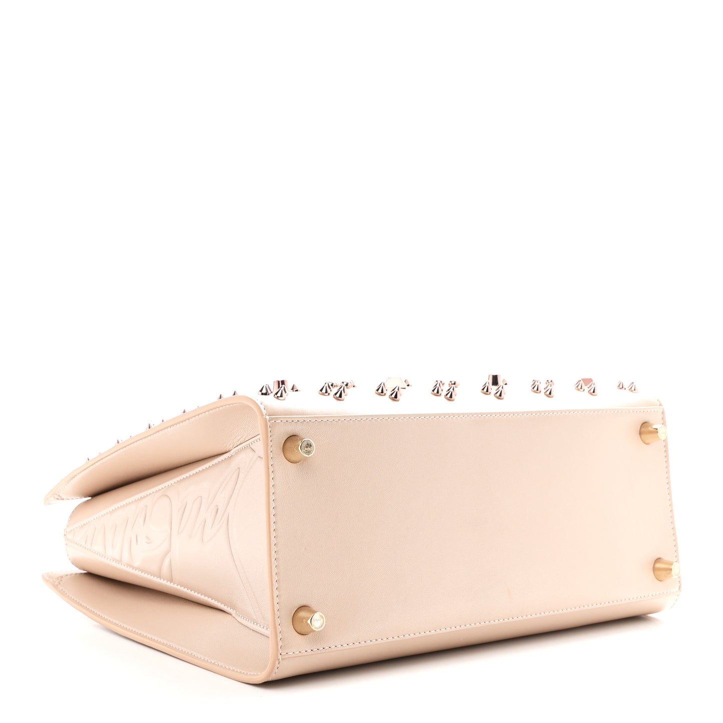 Calfskin Spikes Loubinthesky Medium Paloma Leche