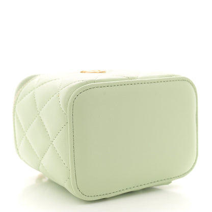 Chanel Lambskin Quilted Pearl Crush Mini Vanity Case With Chain Light Green 4 of 11