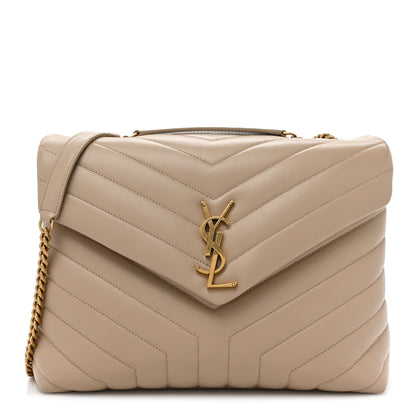 Saint Laurent Calfskin Y Quilted Monogram Medium Loulou Chain Satchel Dark Beige 1 of 10
