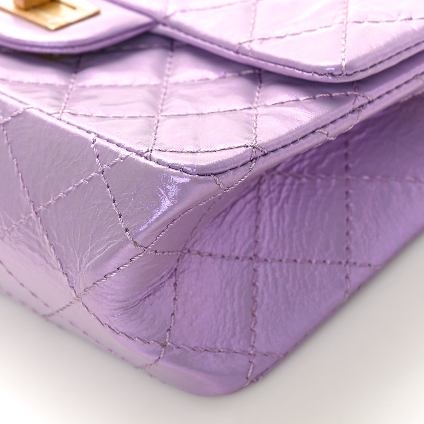 Glittered Aged Calfskin Quilted Mini 2.55 Reissue Flap Lilac