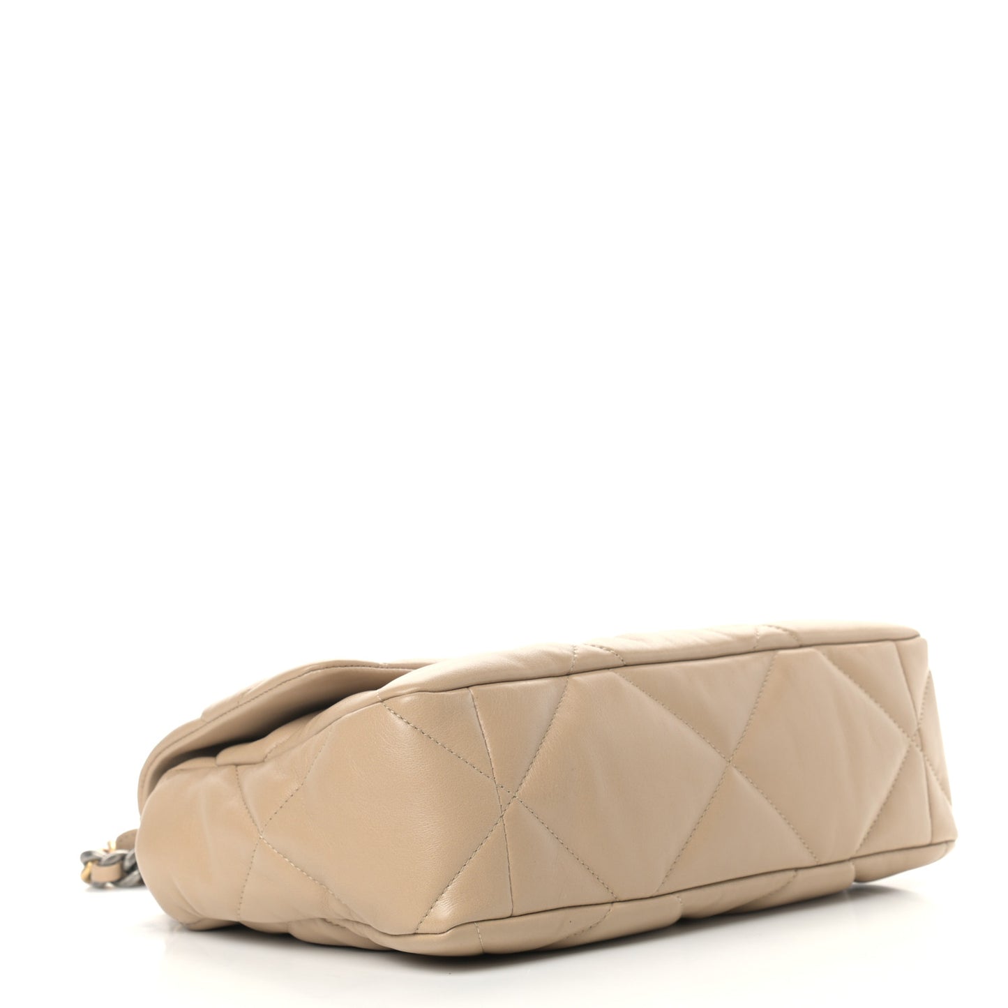 Lambskin Quilted Large Chanel 19 Flap Dark Beige